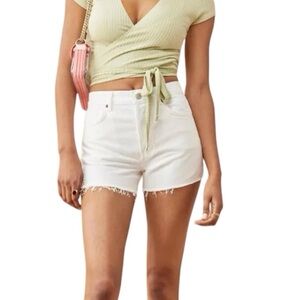 Reformation Womens Shorts Size 27 Button Fly Charlie High Rise Frayed Hem New